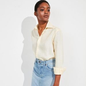 WNU Lemon Yellow Linen Boyfriend Button-Down